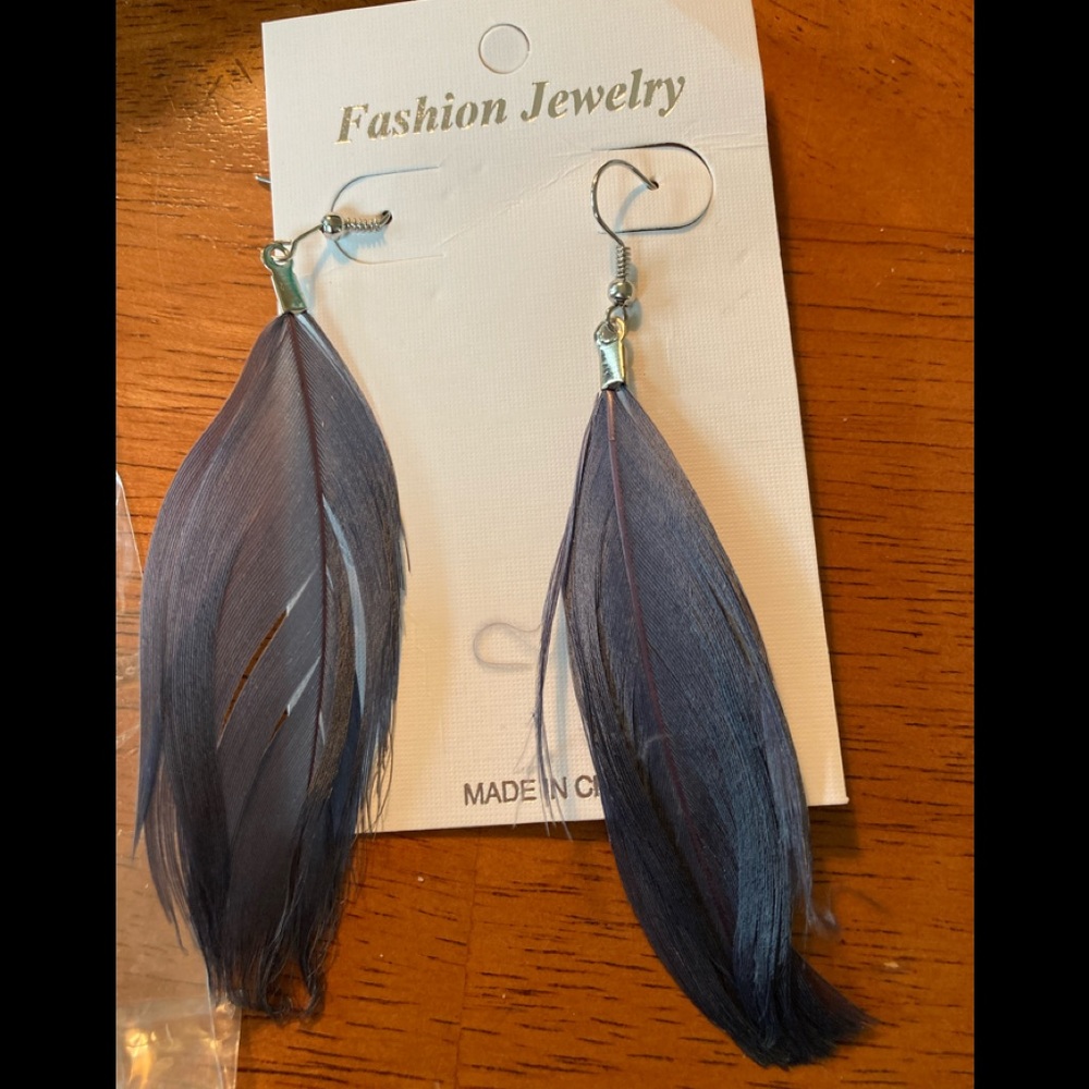 Feather Earrings in natural dark colors